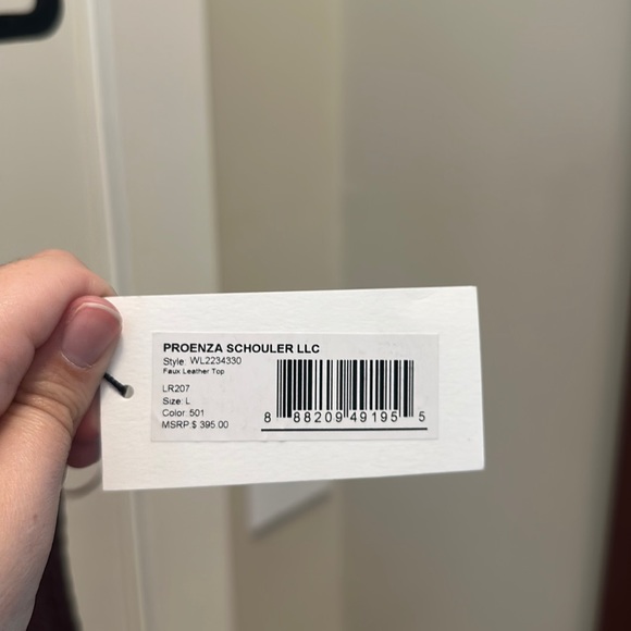 PROENZA SCHOULER Faux Leather Top Smocked in Pilot NEW - Picture 10 of 13